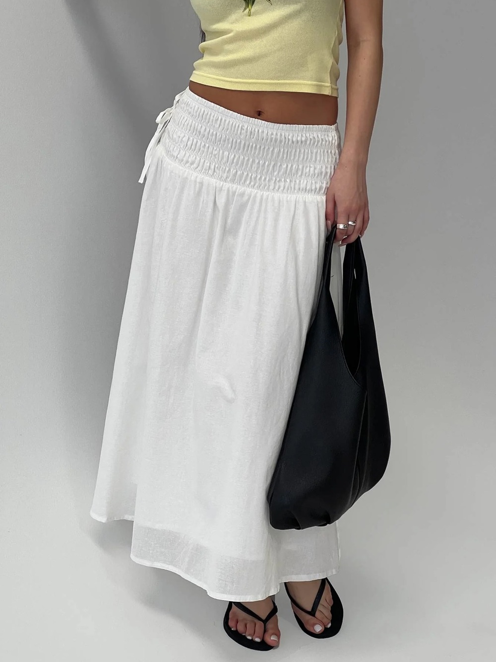 Vence Ruched Maxi Skirt white